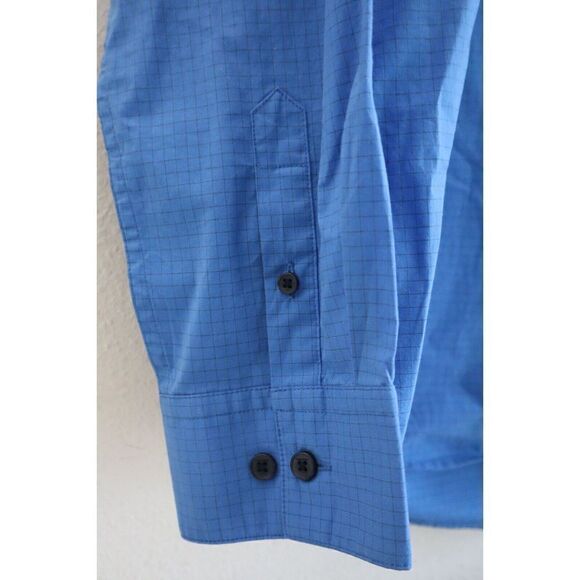 Calvin Klein 40HM106 Men's Sz M Palace Blue Check-Print Easy Button-Up Shirt - Picture 6 of 9